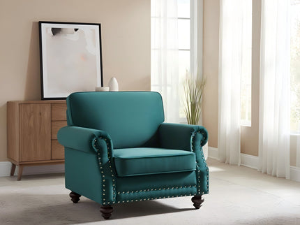 Upholstered Accent Armchair With Turned Legs For Living Room