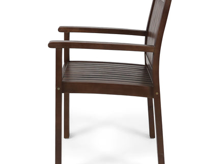 Wilson - Rustic Dining Chair Acacia Wood With Slat Panel Design (Set of 2) - Dark Brown
