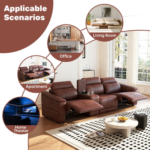 Modular Sofa With Recliners And Cup Holders Sectional Set