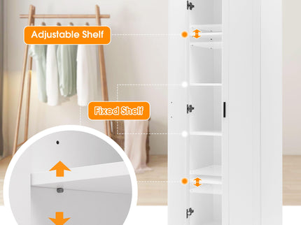 Storage Cabinet With Adjustable Shelves, 2 Doors, Rectangle Design For Bathroom