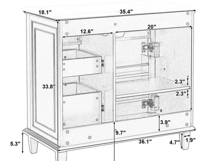 Modern Bathroom Vanity With Sink Top, Flip Drawers, Adjustable Shelf