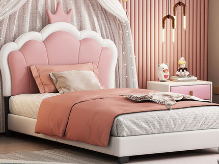 Upholstered Princess Platform Bed With Crown Headboard