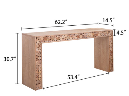 Rustic Wood Console Table With Natural Log Accents, Entryway Table, Narrow Sofa Table, Hallway Accent Table, Modern Farmhouse Style - Natural