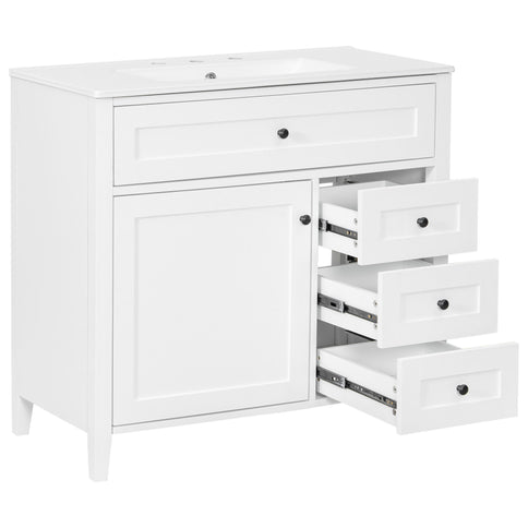 Bathroom Vanity With Sink, Cabinet With 3 Drawers And Adjustable Shelf