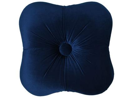 Ellen - Upholstered Clover Ottoman With Gold Bullion Fringe - Navy Blue