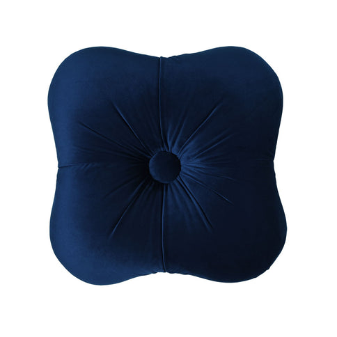 Ellen - Upholstered Clover Ottoman With Gold Bullion Fringe - Navy Blue