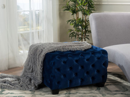 Modern Glam Ottoman With Upholstery And Button Tufted Design