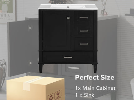 Bathroom Vanity, Modern Bathroom Cabinet With Sink Combo Set, Bathroom Storage Cabinet With A Soft Closing Door And 3 Drawers, Solid Wood Frame