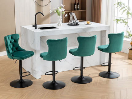 Swivel Barstools Adjusatble Seat Height, Modern Upholstered Bar Stools With Backs Comfortable Tufted For Home Pub And Kitchen Island (Set of 2)
