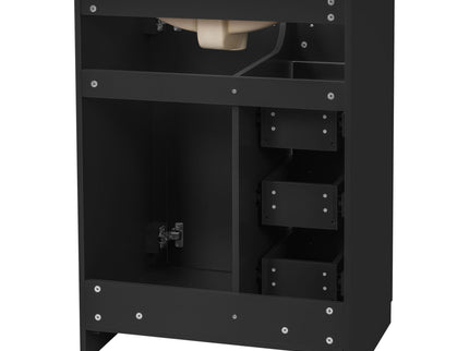 Bathroom Vanity With Integrated Sink, Rectangular Cabinet With 1 Door And 3 Drawers