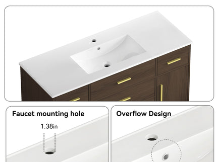 Bathroom Vanity With Abundant Storage 2 Soft Close Doors And 6 Drawers