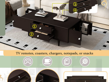 Modern Rectangle Coffee Table With Four Drawers