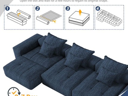 Modern Oversized Diy Combination Modular Sectional Sofa & Pillows