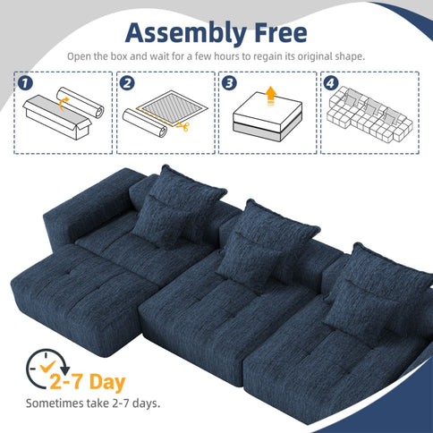 Modern Oversized Diy Combination Modular Sectional Sofa & Pillows