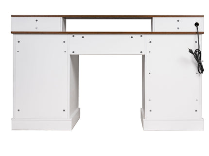 Office Desk With Charging Station & Storage Cabinet