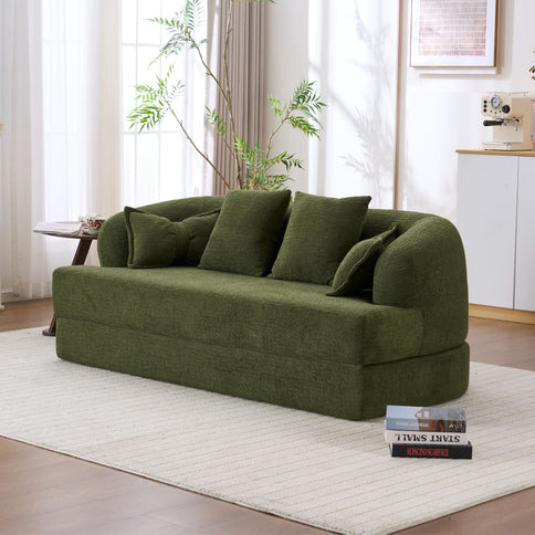 Foldable Sofa Bed, Boneless Couch Convertible Sleeper With 4 Pillows