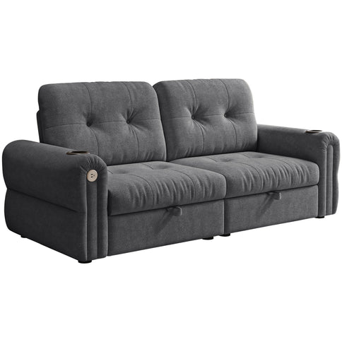 2 In 1 Convertible Sofa Bed For Living Room - Dark Gray - Fabric