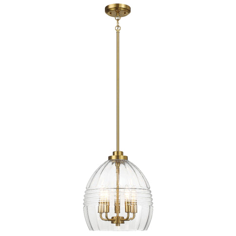 Zen - 5 Pendant Chain Hanging Light - Clear / Gold