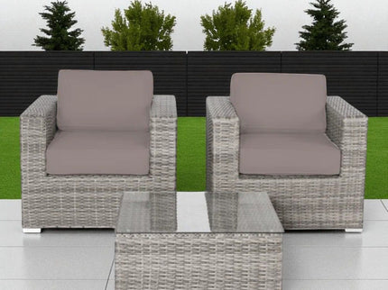 Wicker Seating Group Set With Table And Cushions