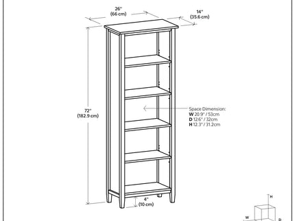 Warm Shaker - 5 Shelf Bookcase