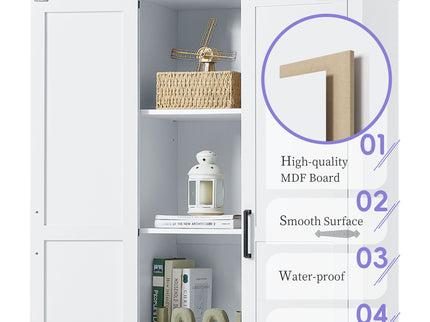 Tall Bathroom Storage Cabinet With 2 Doors And 2 Drawer, Adjustable Shelf - White