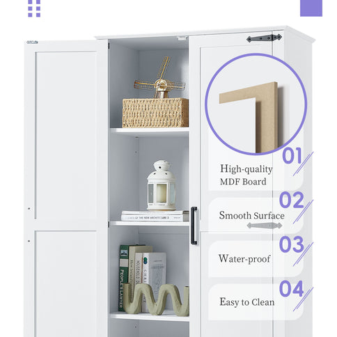 Tall Bathroom Storage Cabinet With 2 Doors And 2 Drawer, Adjustable Shelf - White