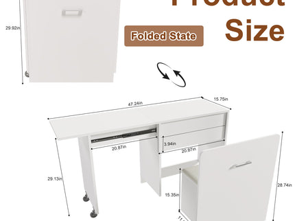 Folding Desk With Mirror And Storage Stol For Bedroom