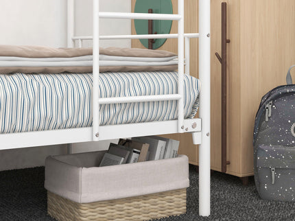 Space Saving Bunk Bed With Metal Frame And Ladder