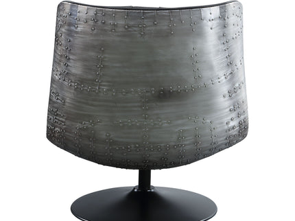 Piotr - Top Grain Leather Accent Chair With Swivel - Black