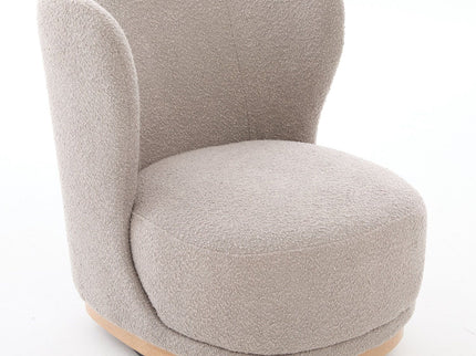 Curved Back Swivel Lounge Chair With Rotating Base For Home - Gray