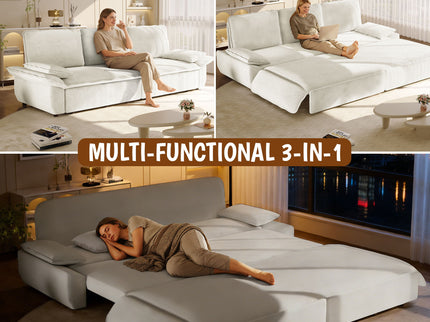 King Size Pull Out Sofa Bed, 3 In 1 Convertible Multifunctional