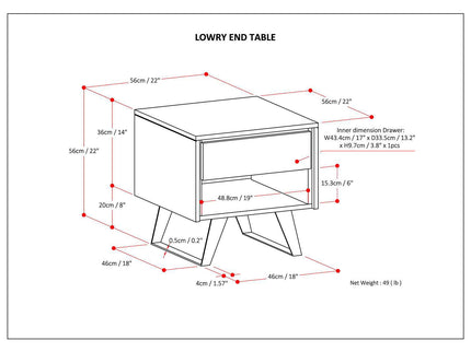 Lowry - End Table - Distressed Golden Wheat