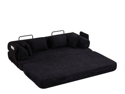 Convertible Sleeper Sofa Bed With Cylindrical Pillow
