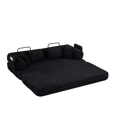 Convertible Sleeper Sofa Bed With Cylindrical Pillow
