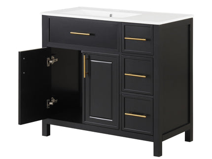 Modern Bathroom Vanity With Sink Top, 2 Doors And 3 Drawers