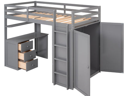 Loft Bed With Drawers, Desk, And Wardrobe