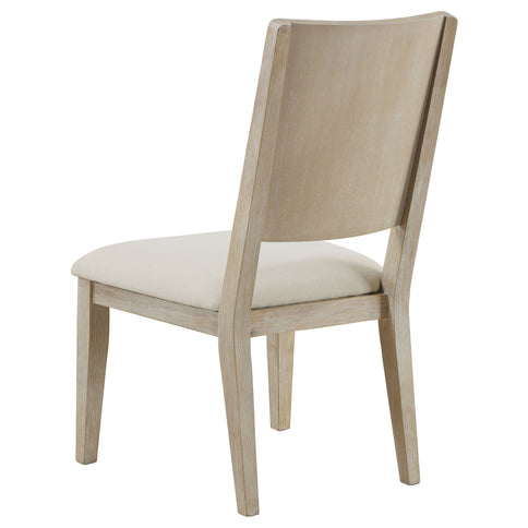 Rodota - 5 Piece Round Dining Table Set With Upholstered Chairs - White Washed