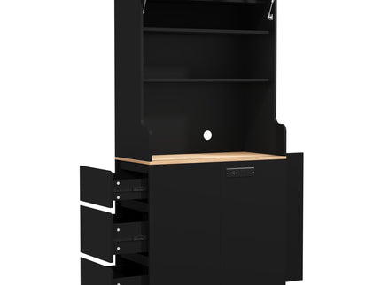 Pantry Cabinet With Hydraulic Flip Top And USB Charging Port