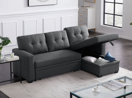 Upholstered Pull Out Sectional Sofa With Chaise