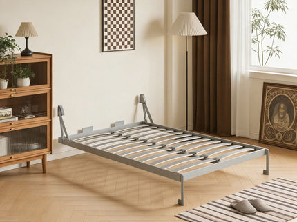 Queen Size Vertical Murphy Wall Cabinet Folding Bed With Automatic Legs - Gray