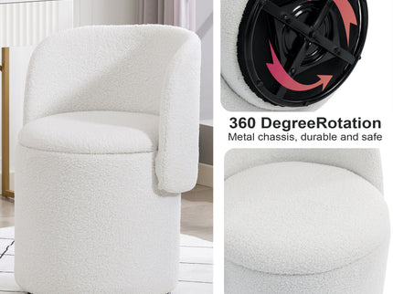 Barrel Chair & Built In Storage, 360° Swivel - Beige