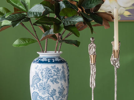 Round Table With Elegant Foral Design And Mirrored