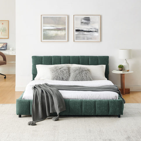 Modern Platform Bed Frame With Thick Fabric