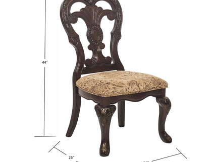 Elegant Style Beautiful Side Chairs 2 Piece Set Cherry With Tipping Fabric Upholstered Traditional Dining Furniture - Cherry