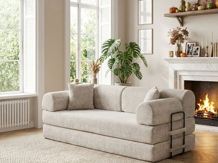 Modern 2 Tone Fabric Convertible Sleeper Sofa Bed