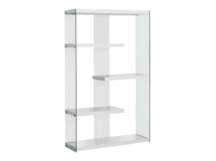 Bookshelf, Bookcase, Etagere, 5 Tier, Office, Glossy Contemporary & Modern - White