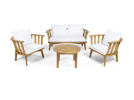 Patio Furniture Set, Outdoor Acacia Wood Patio Club Chair With Table