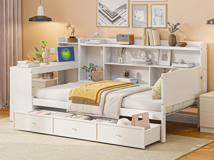 Daybed With 3 Drawers USB Ports And Desk