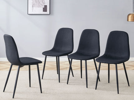 Modern Medieval Style Cushioned Side Chairs Set With Metal Legs For Kitchens