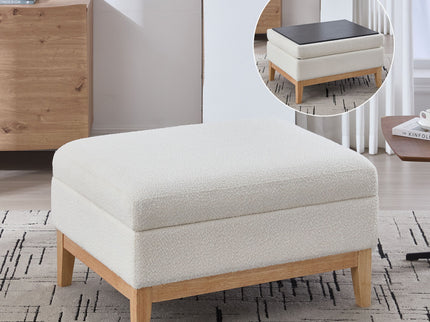 Upholstered Storage Ottoman With Reversible Lid Coffee Table, Foot Stool